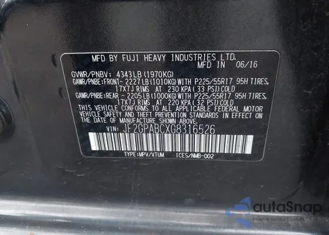 2016 Subaru Crosstrek 2.0I Premium из США, поврежденный, VIN JF2GPABCXG8316526